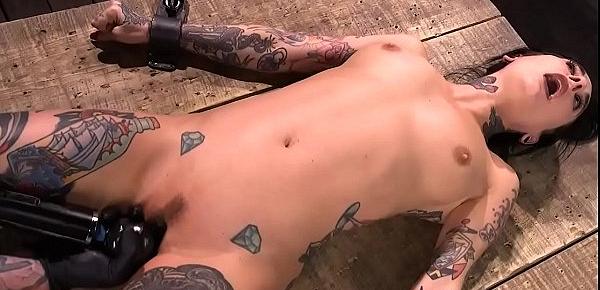 Tattooed bound slut pussy toyed